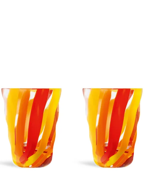 LSA International Folk glass tumbler (set of two) Yellow G177210645
