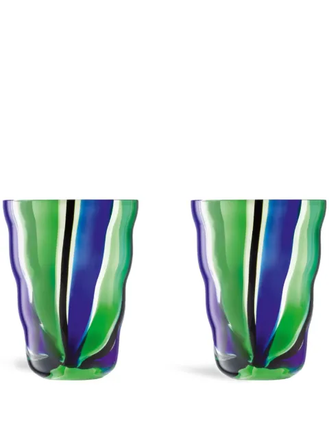 LSA International Folk glass tumblers (set of two) Green G177210124