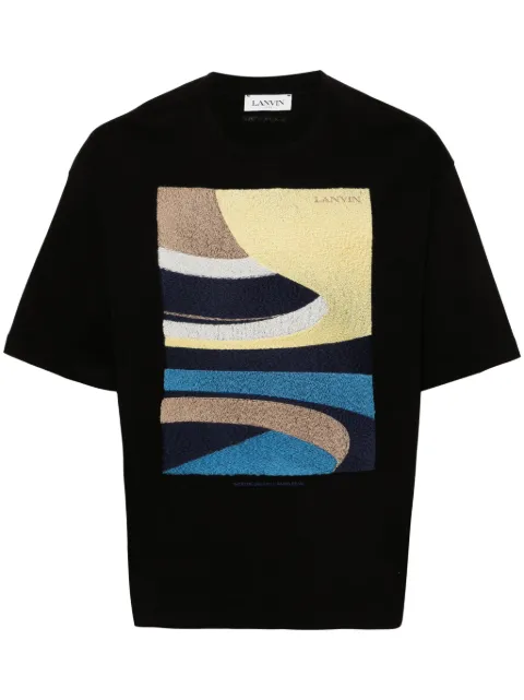 Lanvin Daunou-embroidery cotton T-shirt Black RMTS0026J099P24