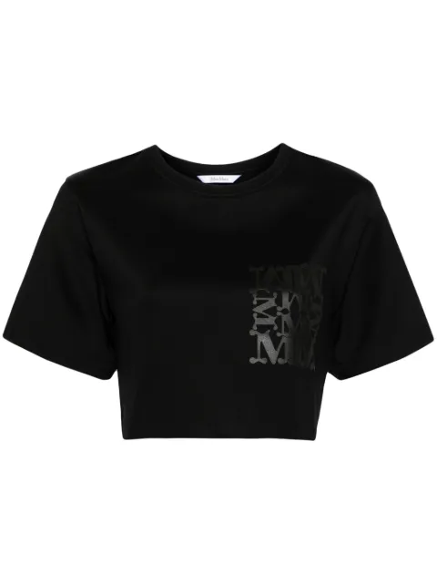 Max Mara logo-print cropped T-shirt Black 2411941042600