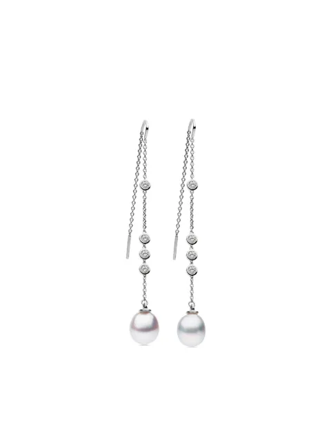 AUTORE MODA Portia crystal-embellished pearl drop earrings Silver 9358762005063