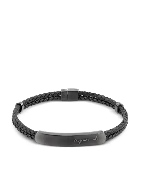 agnès b. braided logo-plaque bracelet Black BO71H922