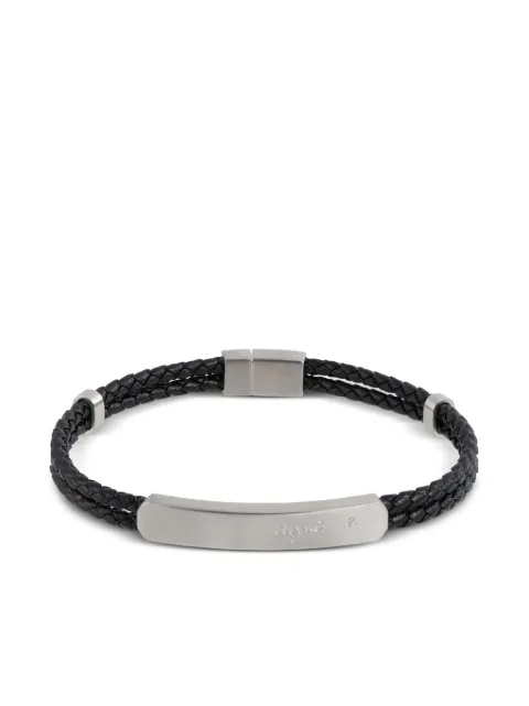 agnès b. logo-engraved leather bracelet Silver BO72H922