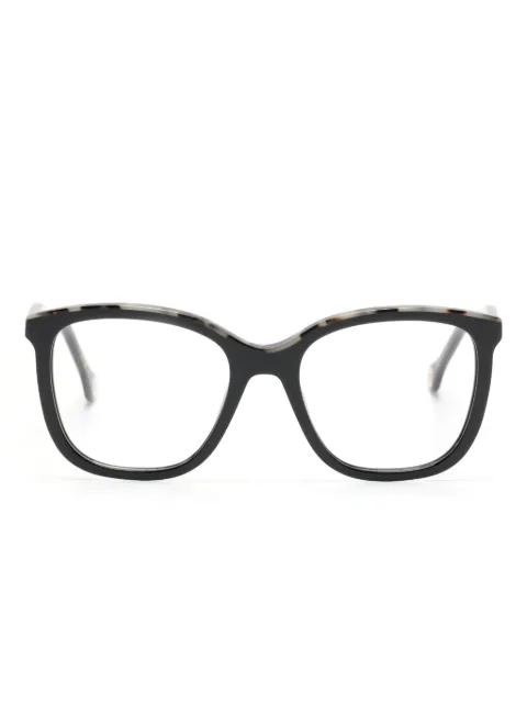 Carolina Herrera tortoiseshell-effect logo-plaque glasses Black HER0146