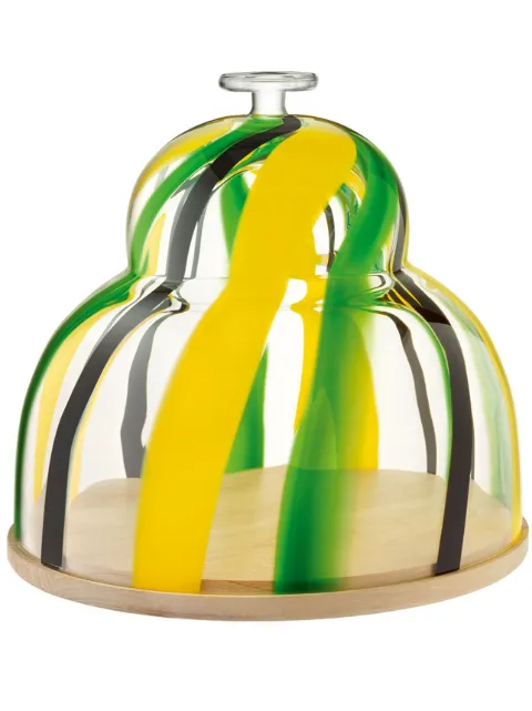 LSA International Folk glass dome and base (30cm) Yellow G177630121
