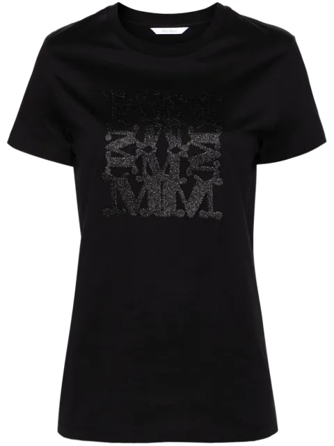Max Mara logo-embroidered cotton T-shirt Black 2411941052600
