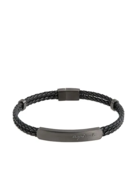 agnès b. logo-engraved braided leather bracelet Black BO72H922