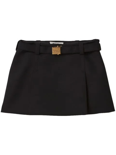 Miu Miu logo-plaque wool miniskirt Black MG2012S2321R1