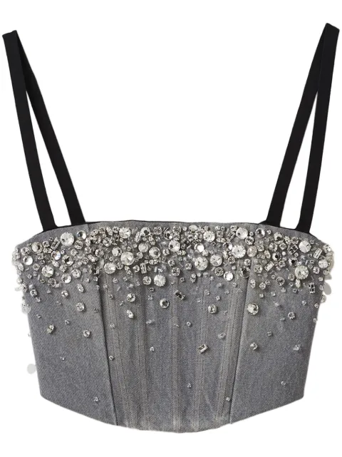 Miu Miu crystal-embellished denim cropped top Grey GWT039S23213RN