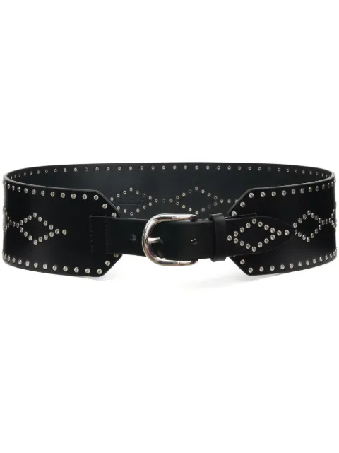 ISABEL MARANT Lucie wide studded leather belt Black CE228BFAB3A02A