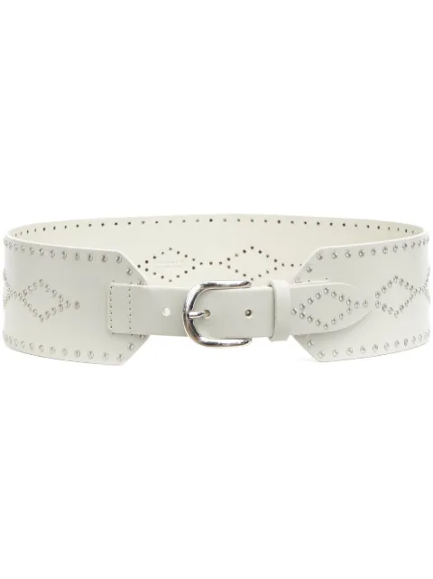 ISABEL MARANT Lucie wide studded leather belt Neutrals CE228BFAB3A02A