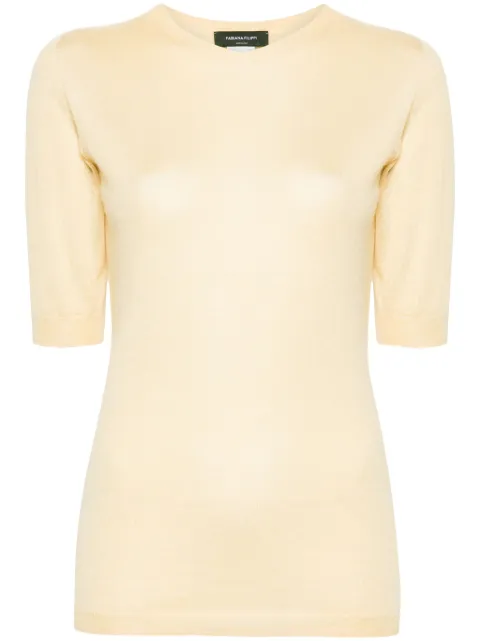 Fabiana Filippi short-sleeve fine-knit sweater Yellow MAD264F003N9070000