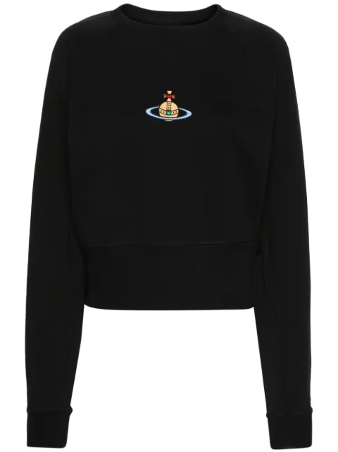 Vivienne Westwood Orb-logo-embroidery cotton sweatshirt Black 1I010001J006O