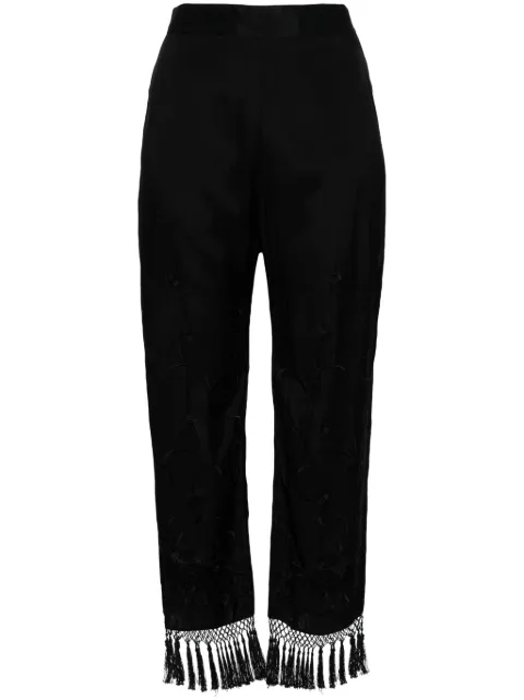 Semicouture floral-embroidered straight trousers Black Y4SM54