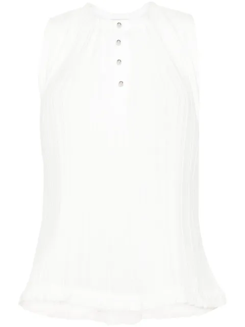 Lanvin sleeveless plissé top White RWTO00025904