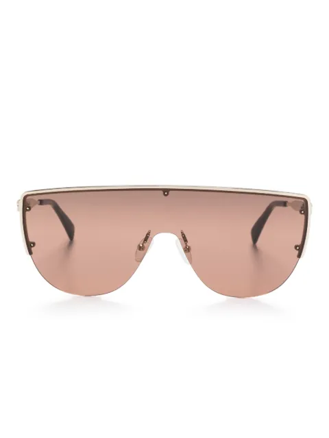 Alexander McQueen Eyewear skull-stud shield-frame sunglasses Gold AM0457S