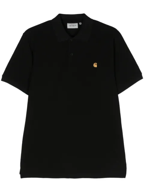 Carhartt WIP logo-embroidered cotton polo shirt Black I023807