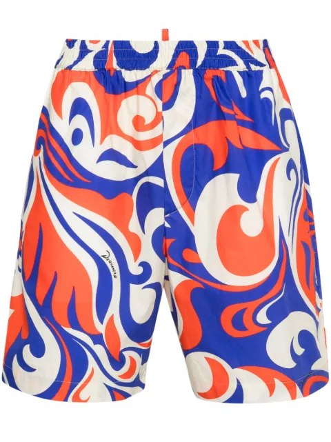 DSQUARED2 Palms Beach Waves cotton shorts Blue S71MU0805D35027