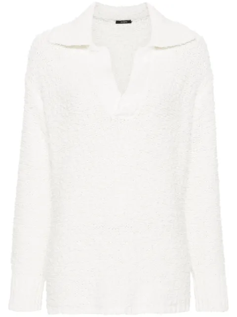 JOSEPH textured knit polo jumper White JF008304