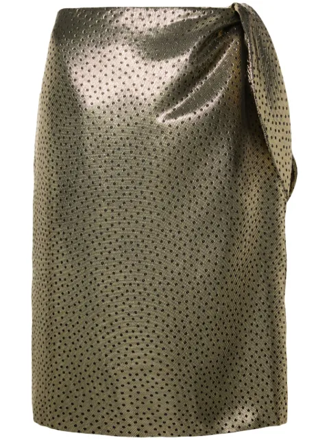 Saint Laurent knot-detail lamé skirt Gold 776458Y5I63
