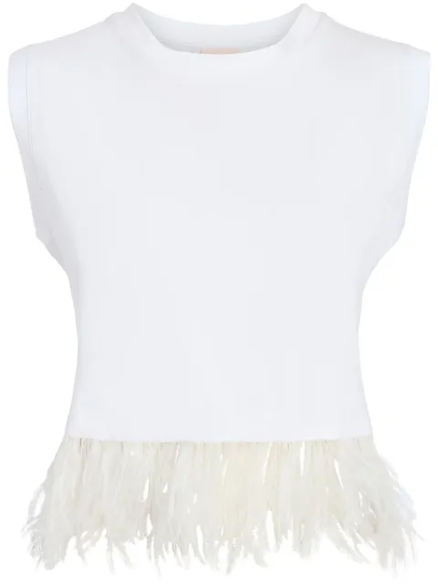 Cinq A Sept feather-trim tank top White ZT8542280Z