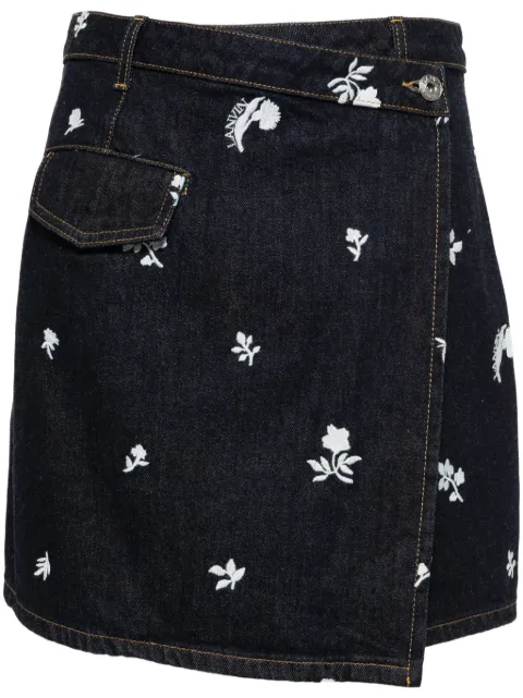 Lanvin floral-embroidered denim skirt Blue RWST0015D070P24