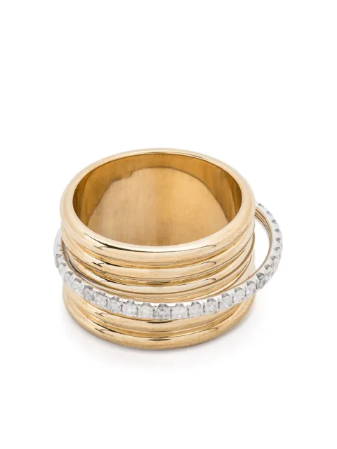 Yvonne Léon 9kt yellow and white gold Bague Semainier diamond ring Gold BAGUESEMAINIERGMO