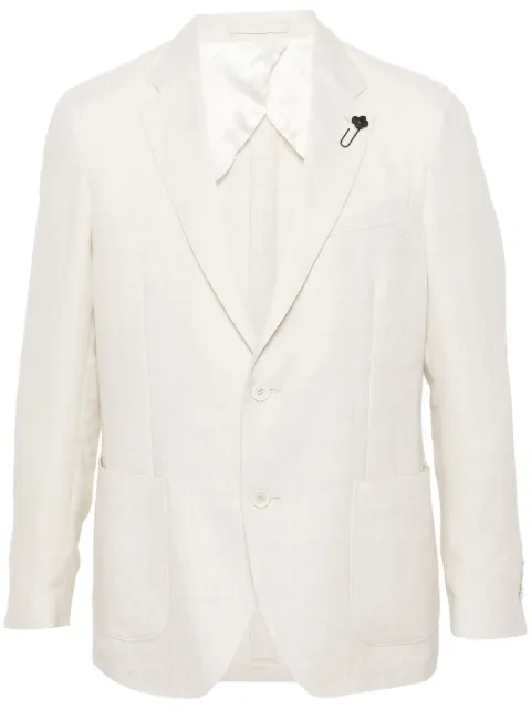 Lardini basket-weave single-breasted blazer Neutrals EQ528AEEQSK62513