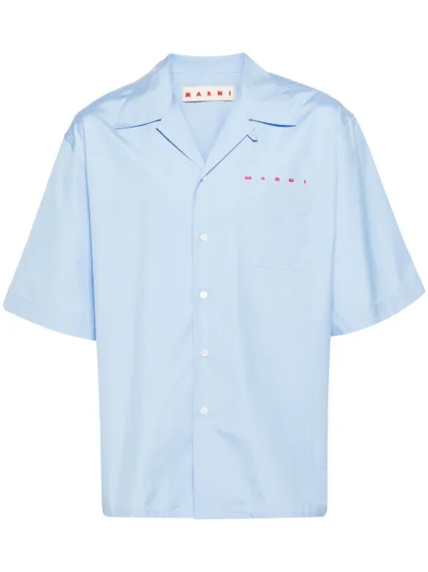 Marni light blue organic poplin bowling shirt with hidden logo Blue CUMU0213P8USCT88