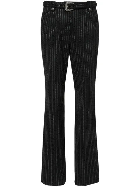 Versace Jeans Couture pinstriped logo-engraved straight trousers Black 76HAA111N0335