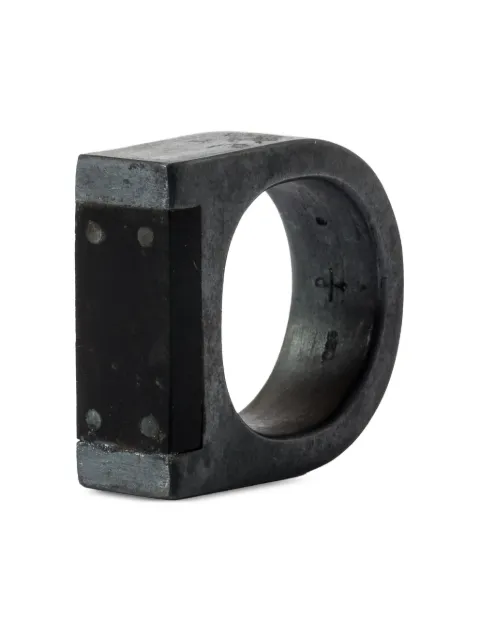 Parts of Four Plate Single matte jet sterling-silver ring Black 7141KAJET