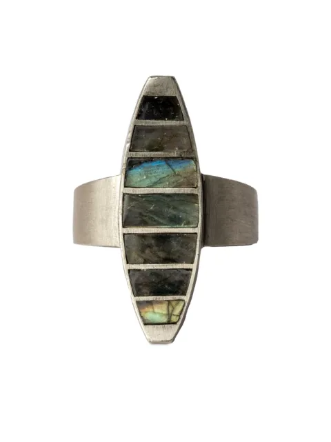 Parts of Four Crescent labradorite ring Silver 18164DALAB