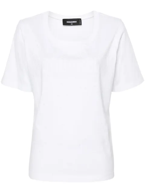 DSQUARED2 Easy Fit crystal-embellished T-shirt White S72GD0531S24662