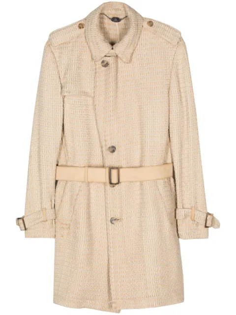 Fendi Pre-Owned 2000s leather double-breasted coat Neutrals FEN1800KG