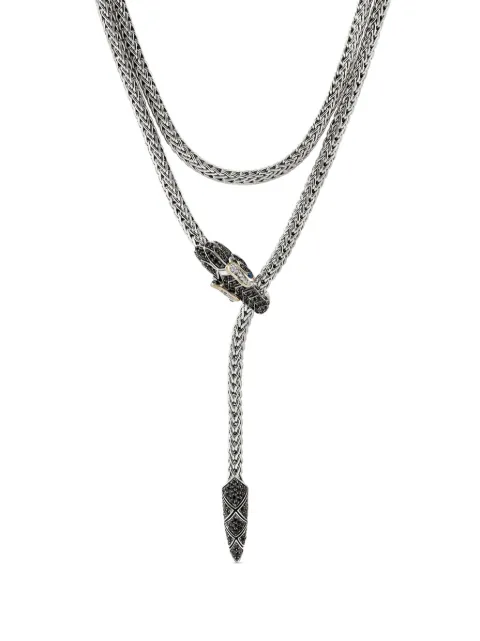 John Hardy 18kt gold and sterling silver Naga Lariat diamonds and sapphires necklace Silver NZS603274BLSBSPDI