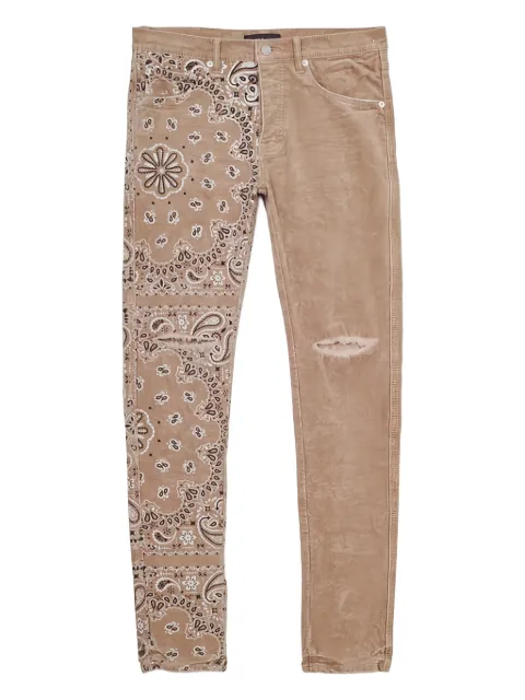 Purple Brand bandana-print corduroy trousers Neutrals P001CBPO222