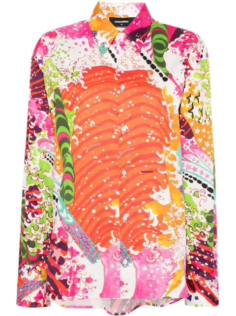 DSQUARED2 graphic-print shirt Pink S72DL0753D35029