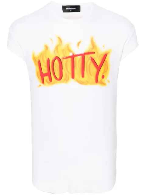 DSQUARED2 slogan-print cotton T-shirt White S71GD1381S24623