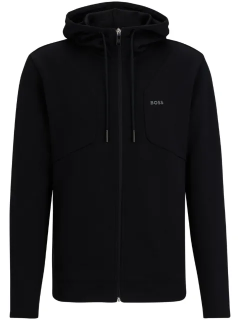 BOSS logo-print cotton-blend hoodie Black 50504751001