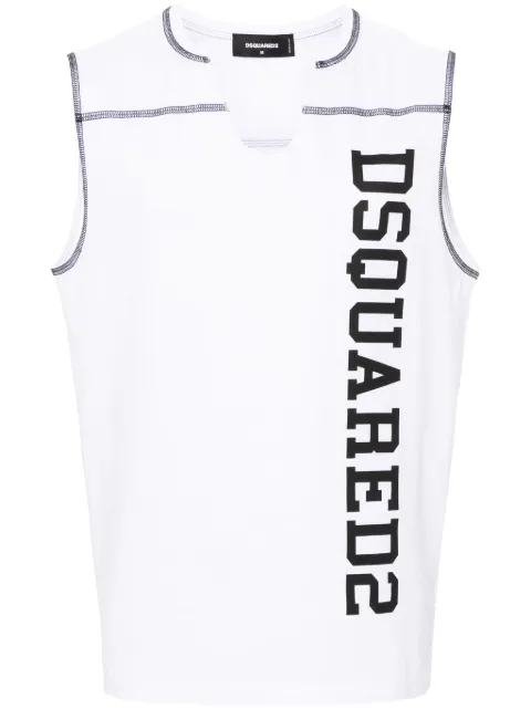 DSQUARED2 logo-print cotton tank top White S71GD1367S23009