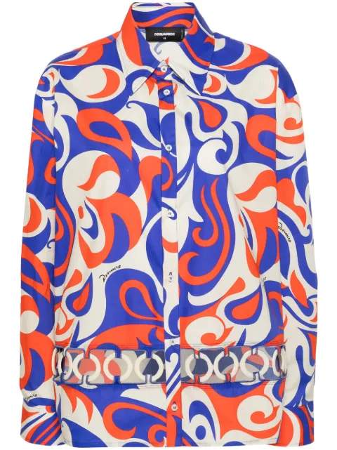 DSQUARED2 cut-out detail cotton shirt Blue S72DL0751D35027