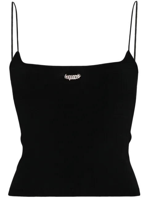 DSQUARED2 logo-plaque knitted crop top Black S75HA1263S18435