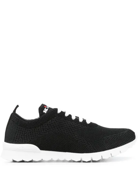 Kiton logo-embroidered interwoven sneakers Black KDSSFITSN0080903