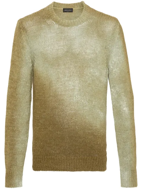 Roberto Collina chevron-knit crew-neck jumper Green RT40001