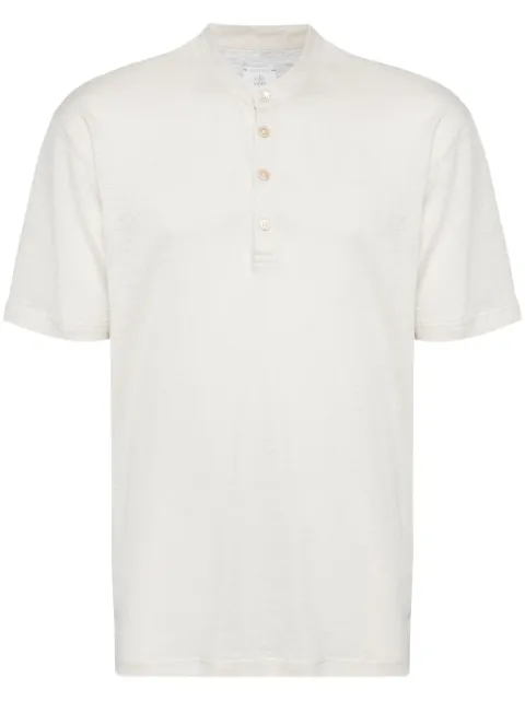 Eleventy buttoned linen-cotton T-shirt Neutrals I75TSHI07TES0I068