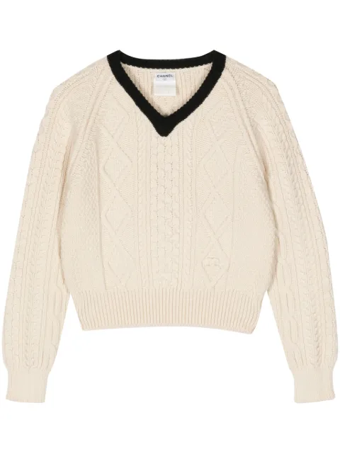 CHANEL Pre-Owned 1996 V-neck jumper Neutrals 96APO8001V00293B0786