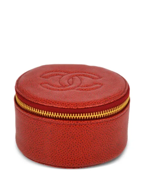 CHANEL Pre-Owned 1992 CC stitch jewelry case Red 2685451