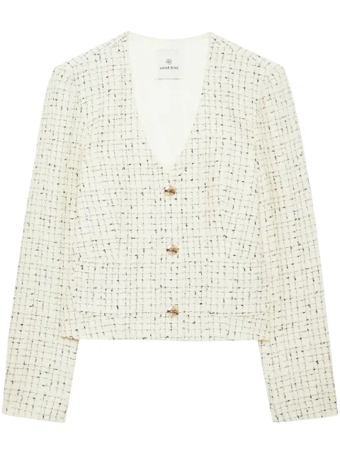 ANINE BING Anitta tweed cropped jacket White A017165193