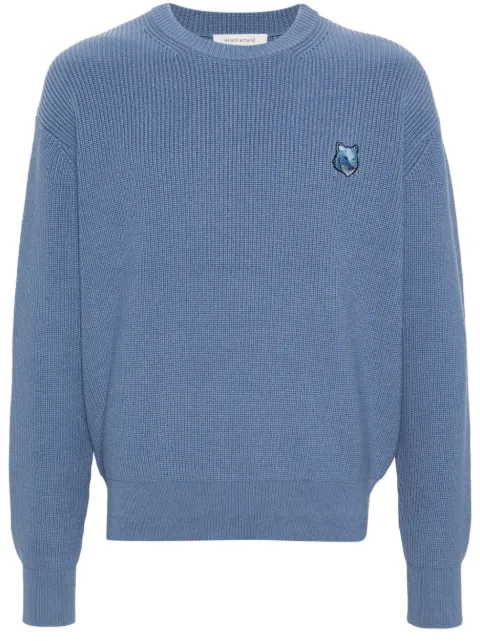 Maison Kitsuné logo-patch ribbed jumper Blue MM00809KT1098