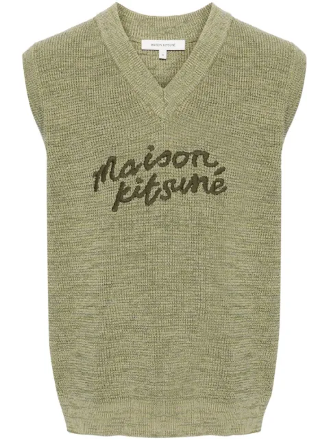 Maison Kitsuné logo-embroidered cotton vest Green MM00808KT1108